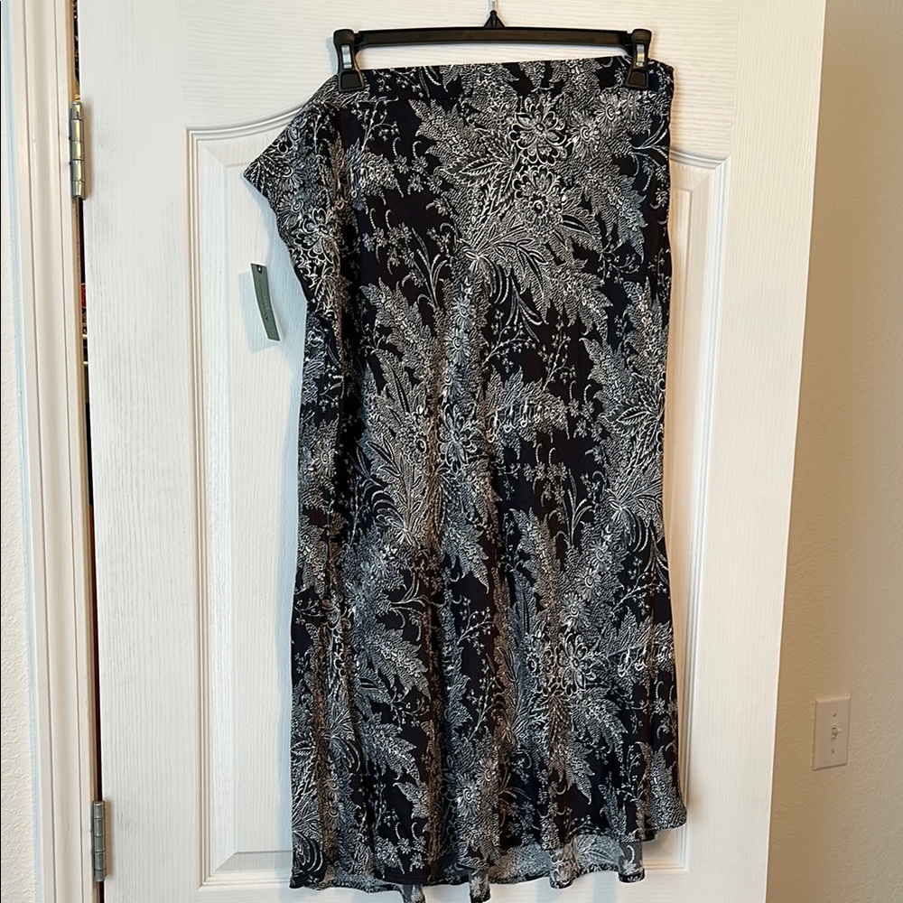 Black and Gray Asymmetrical A-line Midi Skirt Sz 18 from Anthropologie.